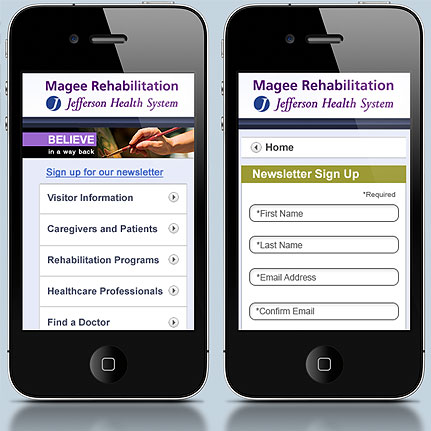 Magee Rehabilitation: Mobile web architecture
